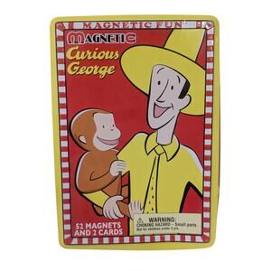 MAGNETIC CURIOUS GEORGE Play Set Road Trip Airplane Toy 2 Cards 47 Magnets